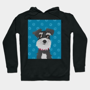 Salt and Pepper Miniature Schnauzer Dog with Blue Daisies Hoodie